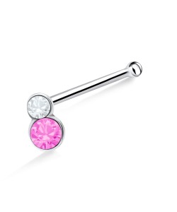 Dual Round Stone Bone Nose Stud NSKD-833